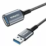 Nimaso Verlängerung Kabel 2 Stück 2M, USB 3.0 Verlängerungskabel A Stecker auf A Buchse mit Nylon Stoffmantel，5Gbps ultraschnelle Übertragung für Kartenlesegerät,Tastatur, Drucker, Scanner (Grau, 2m)