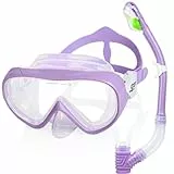 Kinder Schnorchelset mit Trocken-Schnorchel & Taucherbrille Sicherheitsglas Taucherbrille Kinder Weiches flüssiges Silikon Schnorchelset Kinder Anti-Nebel Tauchmaske Schnorcheln Set 4-14