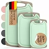 Blumtal Schneidebrett Set mit 3 Größen (S/M/L) - Schneidebrett Kunststoff groß + Saftrillen & Griff - Cutting Board - Schneidbrett BPA frei - Schneidebretter Kunststoff - Schneidebretter Grün