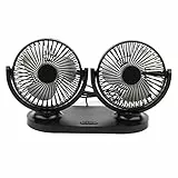 EVGATSAUTO Dual Head Car Fan, USB Dual Head Car Fan Tragbare Klimaanlage Autokühler Belüftung 12V Zigarettenanzünder(Black)