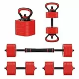 JOROTO 10KG verstellbares Hantelset 4-in-1-Kurzhanteln, Langhantel, Kettlebell & Liegestützgriffe mit Eisensand, rutschfester Griff, platzsparend für Heimfitness, Krafttraining & Fitness