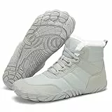 Mishansha Winterschuhe Damen Barfußschuhe Winter Gefüttert Winterstiefel Warm Winterboots Wasserabweisend Schneestiefel Barfuß Winterschuhe, Hellgrün Gr.44