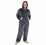 CityComfort Herren Overall Jumpsuit, One Piece Anzug Fleece Onesie Flauschig Einteiler Schlafanzug für Männer und Teenager Jungen M-3XL, Geschenke (L, Dunkelgrau)