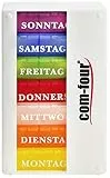 com-four® Medikamentendosierer 7 Tage - Medikamenten-Box (Morgens, Mittags, Abends) - Pillendose - Tablettendose - Wochendosierer (001 Stück - weiß ohne Zubehör)