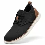 SHULOOK Herren Atmungsaktive Gestrickte Sneakers Leichte Oxfords Schuhe Sommer Casual Lace Up Dress Schuhe (Schwarz 45)