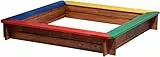 dobar® green label quadratischer Sandkasten | Bunte Sandkiste Holz ohne Dach | Klassischer Kinder-Sandbox aus massivem Vollholz | 117 x 117 x 18 cm | 5-farbig