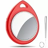 QCOQ® Air Tag 1er Pack Rot, Schlüsselfinder & Air Tracker Tagg Kompatibel mit Apple Wo ist? App (Nur iOS), Smart Key Finder mit Schlüsselband, Koffer-Tracker für Taschen/Keys, Austauschbarer Akku