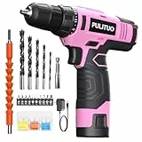 PULITUO Akkuschrauber, 12V Akku Bohrschrauber Set mit Akku und Ladegerät, 21+1 Drehmomentstufen, 3/8-Zoll Schnellspannfutter, integrierte LED, Mini Akkuschrauber für Heimwerken DIY (Rosa)