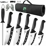 FULLHI 11PCS Metzger Messer Set, Anti-Rutsch-Metzger Ausbeinmesser Edelstahl Kochmesser Set, Fleischverarbeitung Set für Haus Küche, Schlachthof und Restaurant