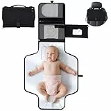 VINATO Wickelunterlage Unterwegs mit 5 Taschen, Falbar Tragbare Windeltasche mit Abnehmbare Feuchttücher Tasche, 70x56cm, Wasserdicht Abwaschbar Wickelunterlage für Unterwegs, Reisen