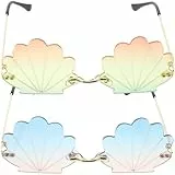 MAGICLULU Sonnenbrille Muschelbrille Muschelförmige Brille Rahmenlose Brille Bunt Muschelkrone Sommer Partybrille Party Kostüm Brillen Muschel Bh Geschenke Stk Sonnenschutz Hawaii Fräulein