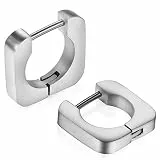 JewelryWe Ohrringe Creolen Damen Herren: Edelstahl Geometrisch Quadratisch Quadrat Viereck Viereckig Klein Huggie Hypoallergen Ohrringe Ohrstecker Ohrhänger Ohrpiercings Silber
