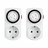 Mechanische Zeitschaltuhr Steckdose, G-Homa 2er Set 24-Stunden-Programm Analoge Zeitschalt-Steckdose für Innenbereich, Täglicher EIN-/Aus-Zyklus, für Lichter, Lampen, 30 min Schaltintervall Timer