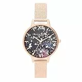 Olivia Burton Analog Quarzuhr für Damen Kollektion Celestial mit Roségoldfarbenes Edelstahl-Mesh-Gliederarmband - OB16GD33