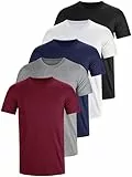Tshirt Rundhals Baumwolle 5er Pack Basic 3XL 4XL S M L XXL Einfarbig T Shirt Für Herren Arbeit Regular Männer Kurzarm O-Neck Set Rot Blau Schwarz Weiß Grau (XXL)