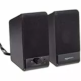 Amazon Basics Computer-Lautsprecher für Schreibtisch-PC oder Laptop , USB-Betrieb, Schwarz, 7,1 x 8,1 x 13,4 cm
