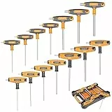 MulWark 14pc Imbusschlüssel Satz Mit Griff Inbusschlüssel Set T-Griff Schraubenschlüssel Set Metrisch und Standard, T-Griff Sechskantschlüssel Set mit wandmontierter Aufbewahrungsbox Klarer Markierung