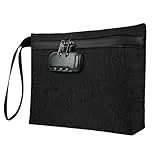 BOJLY Geruchsdichte Tasche, Geldtasche mit Zahlenschloss - 32 x 19cm wasserdichte Tasche, Aktivkohle Gefüttert für Reisen/Essentials, Sichere Aufbewahrung (Schwarz)