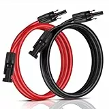 GENORTH Solarkabel 6mm² 2M,Solarkabel Verlängerung 1/2/3/6/8M,Solarkabel Verlängerungskabel,PV Kabel mit Stecker für PV Solaranlage (1 Paar Rot+Schwarz)