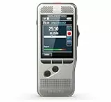 Philips Pocket Memo Digitales Diktiergerät DPM7200 Schiebeschalter-Bedienung, 2 Mikrofone für Stereo-Tonaufnahmen, Farbdisplay, Edelstahlgehäuse, inkl. Diktiersoftware SpeechExec Basic 2-Jahres-ABO