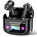 QXUFV Bluetooth Kopfhörer mit Touchscreen, In Ear Kopfhörer Kabellos Bluetooth 5.4 mit ANC/ENC Noise Cancelling Mic, 48Std Tiefer Bass Earbuds mit 5 EQ-Modi, USB-C,IP7 Wasserdicht Ohrhörer,Tiefschwarz