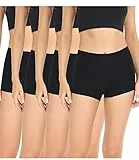 wirarpa Damen Baumwolle Boxershorts Panties Unterhosen Radlerhose unter Kleid mit Baumwoll Schritt 4er Pack Schwarz Größe XL