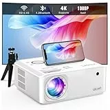 [Elektrische Keystone 6D/4P] Beamer 4K Heimkino 28000 Lumen, VISSPL Full HD 1080P WiFi Bluetooth Beamer Handy Outdoor, PPT, ±50° Zoom, Projektor kompatibel mit TV-Box/PS5/iOS/Android-Telefon