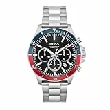 BOSS Chronograph Quarz Uhr für Herren Kollektion TROPER mit Silbernes Edelstahlarmband - 1514108