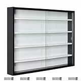 Inter Link - Sammlervitrine - Hängevitrine - Wandregal - Glasvitrine - Wandvitrine - Hängeregal - Schaukasten - MDF - Schwarz/Weiß (80x60x9.5 cm) Collecty Schwarz