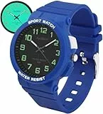 Ayybboo Kinderuhr Jungen Mädchen Analog Quarz Uhr mit Licht,Armbanduhr Kinder 50M wasserdichte Geeignet für Kinder, Jugendliche von 4-16 Jahren (Blau)