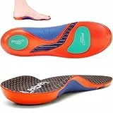 Leebey Orthopädische Einlegesohlen Herren Damen Weich Fußgewölbestütze Einlagen Komfort Arch Support Schuheinlagen für Plattfuß Plantar Fersensporn Fußschmerz Fasciitis Orange 43-44 EU