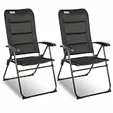 Homecall 2 er Set Campingstuhl Faltbar Gartenstuhl Klappbar Hochlehner Belastbar 150 KG - Balkonstuhl Angelstuhl Terrassenstühle, 5-Fach Verstellbare Rückenlehne mit Armlehne für Camp, Garten, Balkon