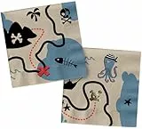 Folat 27469 Piraten Deko Kinder Geburtstag - Servietten - Pirate Party - 33 x 33 cm - 20 Stück - Piraten Partygeschirr für Piratenparty Mädchen Junge