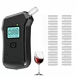 Merwlukt Alkoholtester, Polizeigenau Promillemessgerät Professioneller Alkohol Tester, Alkoholmessgerät für Privaten Gebrauch zu Hause mit Digitaler LCD-Bildschirm mit 20 Mundstücke