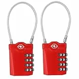 ZHEGE TSA Schlösser, TSA Gepäckschloss 4 Stellig, Zahlenschloss Koffer, Kabelschloss, Kofferschloss, Reiseschloss, Kleines Vorhängeschloss Zahlenschloss für Gepäck, Rucksack, Koffer (2 Stücke, Rot)