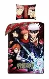 Halantex Bettwäsche-Set Jujutsu Kaisen Sorcery Fight - Megumi Fushiguro Yuji Itadori - Bettbezug 140 x 200 cm mit Kissenbezug 70 x 90 cm - Mikrofaser - Mehrfarbig