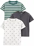 Simple Joys by Carter's Baby-Jungen 3-Pack Short-Sleeve Tee T-Shirt, Dunkelgrau/Grün Streifen/Weiß Dinosaurier, 5 (3er Pack)