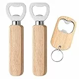 Flaschenöffner Holz, Edelstahl Flaschenöffner und Schlüsselanhänger Bierflaschenöffner, Bottle Opener für Bar, Küche, Camping, Party, Geschenke für Männer, 3 Stück