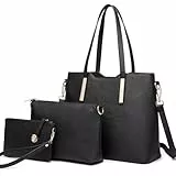 Miss Lulu Handtasche Damen Schultertaschen für Tragetasche Tote Bag Groß Henkeltasche Frauen Schulter Beuteltote Gross 3-teiliges Set