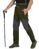 NANAMEEI Wanderhose für Herren, wasserdicht, leicht, Winter, winddicht, mit Reißverschlusstasche, Wanderhose (ohne Gürtel), Armeegrün, L