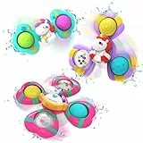 seveclotree 3Pcs Fidget Saugnapf Spinner Spielzeug für Bad Fenster Hochstühle Flugzeug Reise,Reisespielzeug Sensorische Spielzeug für Baby Mädchen