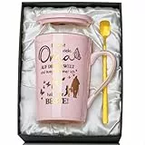Biching Oma Geschenk für Geburtstag Muttertagsgeschenk - Beste Oma Tasse - Geburtstagsgeschenk für Oma - 400 ml Rosa Kaffeetasse aus Marmor mit Goldfarbenem Muster in Exquisiter Geschenkbox