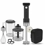 KitchenAid Kabelloser Stabmixer - Go Cordless - 1L BPA-freier Becher - Schneebesen und Zerkleinerer - Kratzschutz - Edelstahlklingen - Mit Akku - Schwarz
