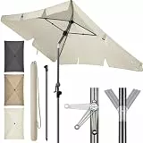 4smile Sonnenschirm Balkon mit Kurbel, mit Schutzhülle, Sonnenschirm rechteckig 200x125 cm, Sonnenschutz Balkon mit UV 50+, Balkonschirm, knickbar und höhenverstellbar, Beige