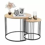 Youyijia Satztisch-Couchtisch 2er-Set, runder Tisch, moderner Beistelltisch, Nachttisch für Schlafzimmer, Esszimmer (Holz)