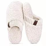 Mabove Hausschuhe Damen Kuschelig mit Memory-Schaum Warme Winter Pantoffeln für Indoor(Milchweiß,42/43)