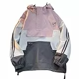 GURUNVANI Herren Anorak-Jacke, halber Reißverschluss, Kapuze, Windbreaker, Mantel, Unisex, Outdoor-Pullover, Pink, Medium