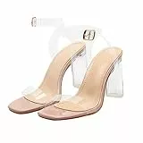 Holibanna Transparente High heel Sandalen Damen Kristallabsatz Einfarbige Sommer Schuhe Modisch Elegant Atmungsaktiv Geeignet für Arbeit Party und Formelle Anlässe