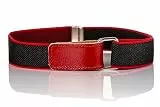 Olata Elastischer Kinder-Gürtel – Verstellbar mit Klettverschluss, Ideal für 0-15 Jahre. Schwarz/Rot (1-6 Jahre)