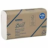 Scott® Papierhandtücher mit Multifold-Faltung 1804, 1-lagiges weißes Handtuchpapier mit Z-Faltung, FSC-zertifiziert, für eine gute Waschraum-Hygiene, 16 Packungen x 250 Papierhandtücher (insg. 4.000)
